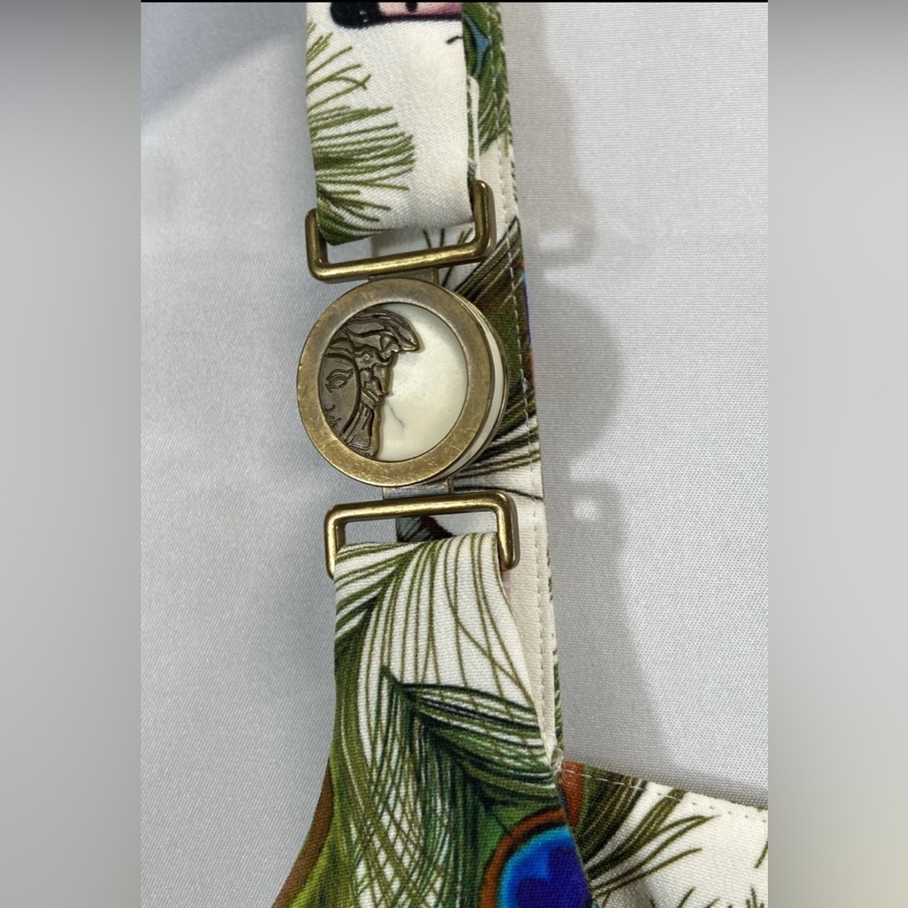 Versace Strapless Dress with Peacock and Butterfly Print 38 2 Small $890 - Picture 5 of 7